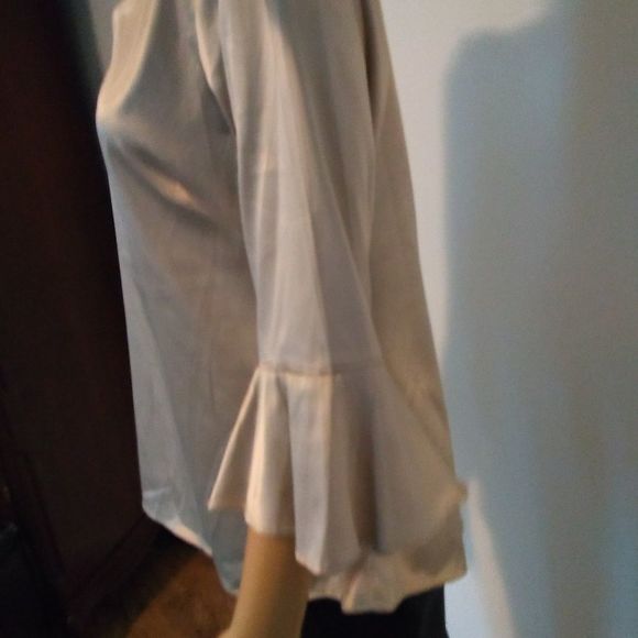 ECI NY Shirt Womens Silvery Gray Blouse Beaded Size Large - Picture 6 of 7